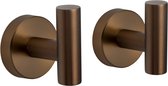 VDN Stainless Handdoekhaakjes koper - Vaatdoekhouder - Haakjes handdoek - Wandhaak - Ophanghaakjes - 2 Stuks