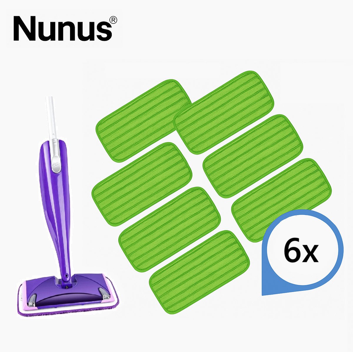 Nunu's Herbruikbare Doeken | Set van 6 x Groen | Microvezel | Past op Swiffer Wetjet