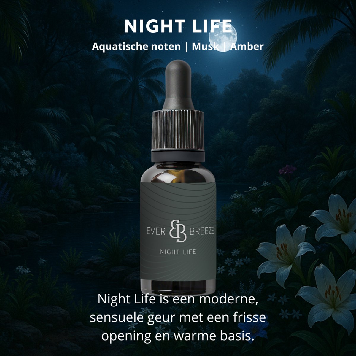 Ever-breeze Night Life - Auto Parfum - Sensuele Avondgeur met Aquatische Noten, Musk en Amber - Verleidelijke Unisex Auto Parfum - Perfect voor Speciale Avonden