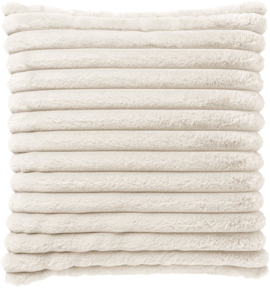 Dutch Decor HAZEL - sierkussen 50x50 cm - effen gestreept imitatiebont - Snow White - wit - Inclusief binnenkussen - Luxe kussens voor woonkamer & bank