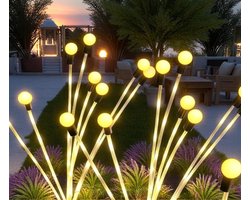 Dutchers Dutchers® Solar Dansende Vuurvliegjes - 2025 model - Set van 4 tuinlampen - 8 bulbs per lamp - incl Prikspots Tuinverlichting - Sfeerverlichting Zon Oplaadbaar