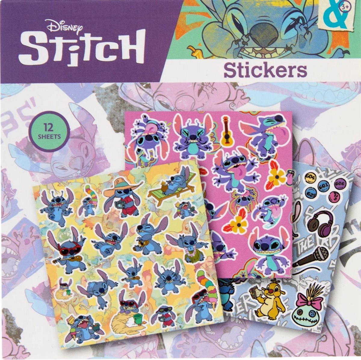 Stickerboek Disney Lilo & Stitch - klein - 10x10 cm - pocket vakantie model - 12 pagina's stickers