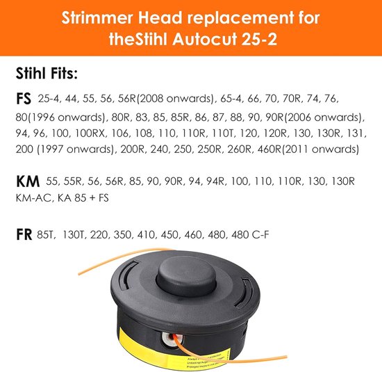 Maaikop - voor Stihl Autocut 25-2-maaikop - 2 stuks - 10x1,0mm - trimmen en maaien - geschikt voor Stihl FS, KM-serie grastrimmer/kantmaaier - onkruid wieden - tuinaccessoires - Accessoires voor grasmaaiers van Merkloos	 — afbeelding 4