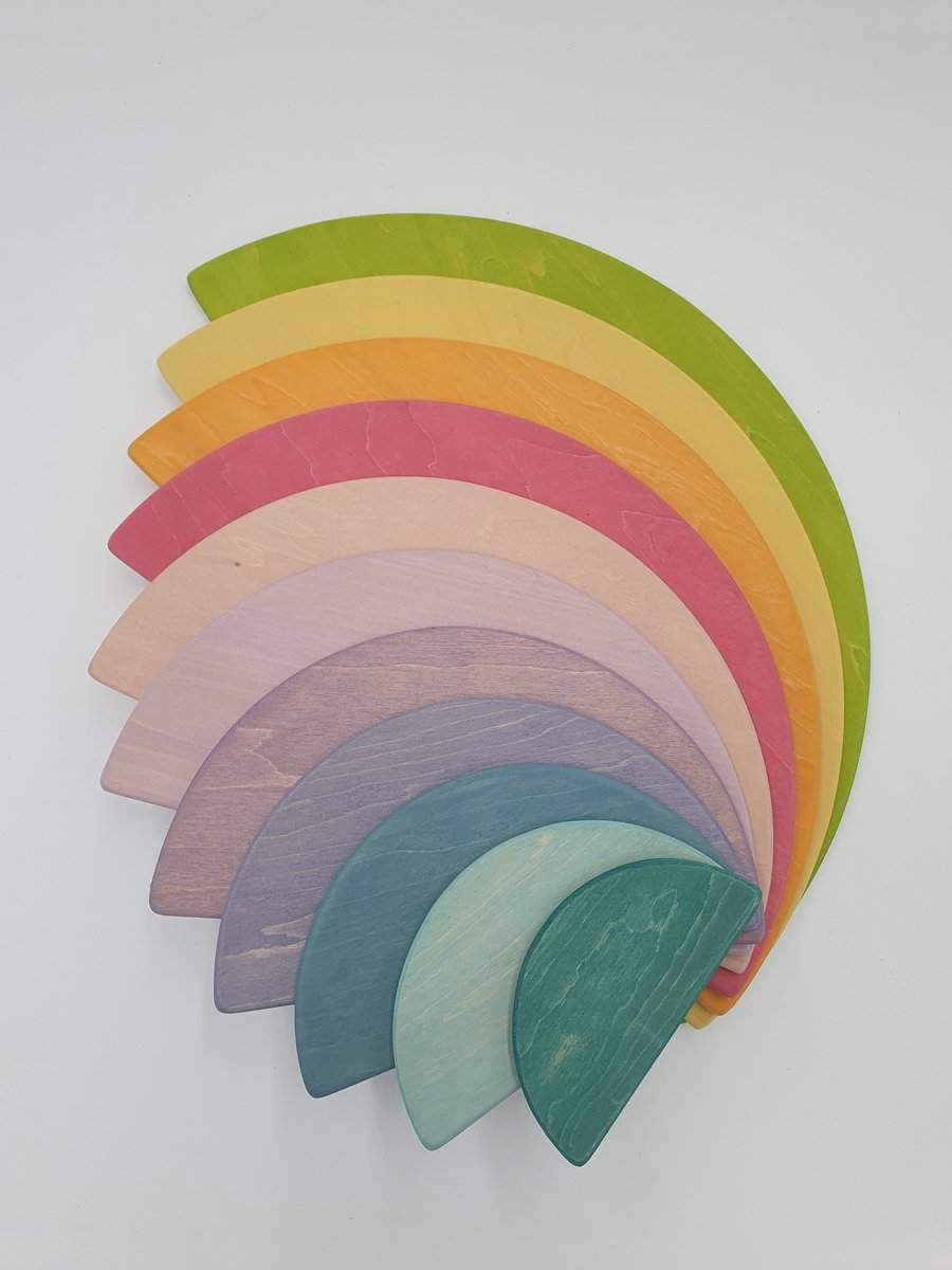 Houten pastel schijven - Pastelkleuren - 11 stuks - Open einde speelgoed - Educatief montessori speelgoed - Grimms style