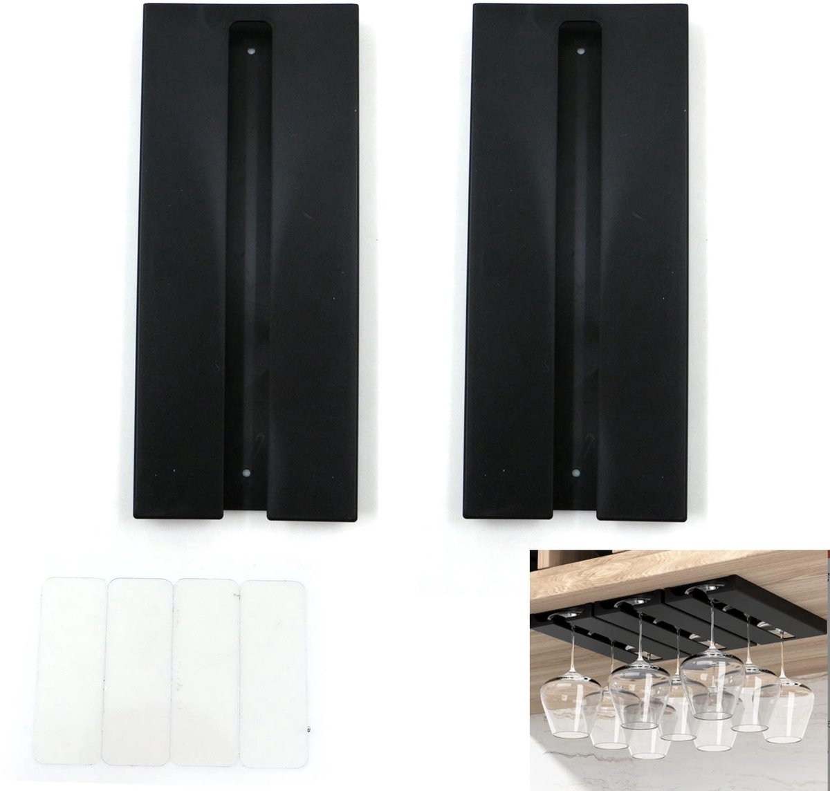 Ibenzoa® Stijlvolle Hangende Wijnglashouder voor Keuken en Bar - Ruimtebesparend Ontwerp in Zwart