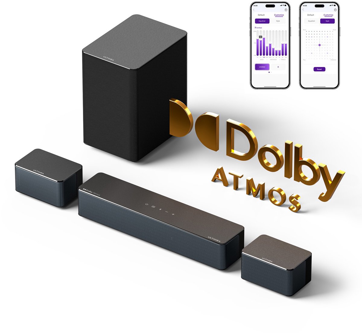 ULTIMEA Poseidon D60 5.1 Soundbar met Dolby Atmos, draadloze subwoofer en app-bediening - ULTIMEA - €169,00