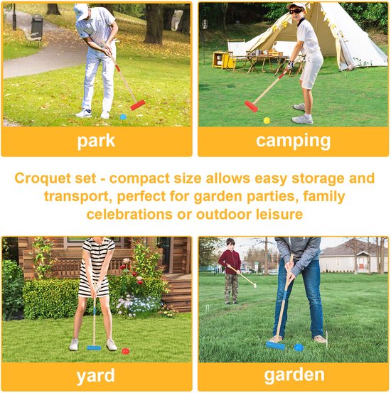 Vntage Frans compleet houten croquet spel voor 6 spelers n de