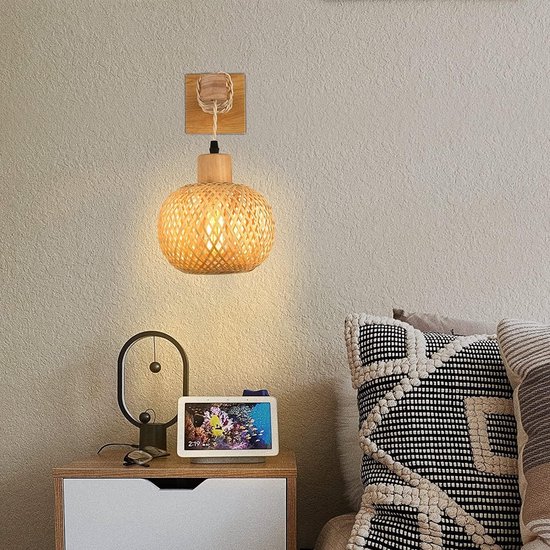 Rieten wandlamp voor binnen en buiten • Prachtige Lampen