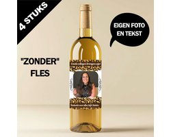 4 stuks gepersonaliseerde wijnfles etiketten (ZONDER FLESSEN) ''collega'' met eigen foto en tekst - Maak zelf wijnflessen als bedankje voor collega's met een foto jezelf of collega - origineel cadeau maken voor werk collega's werknemers