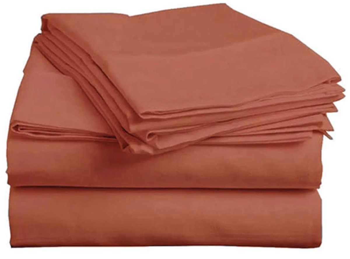 Zavelo Essential Laken Rooibos (Percale katoen)-Lits-jumeaux (250x260 cm)