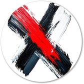 Abstract kunstwerk met dynamische kleuren - Kruis wandcirkel - Wandschalen streken - Abstracte kunst - Ronde Forex prints - Interieuraccessoires woonkamer - Muurcirkel forex 70x70 cm