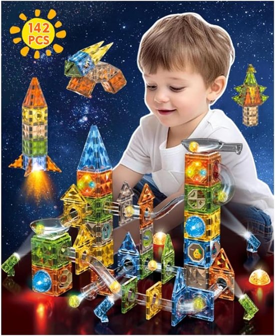 Magnetisch Speelgoed Set met 142 Stuks Bouwblokken – Magnetische Bouwstenen voor Kinderen – Montessori Educatief Speelgoed – Creatieve STEM Constructie – Magneten voor Jongens en Meisjes – 3D Magnetisch Bouwspeelgoed
