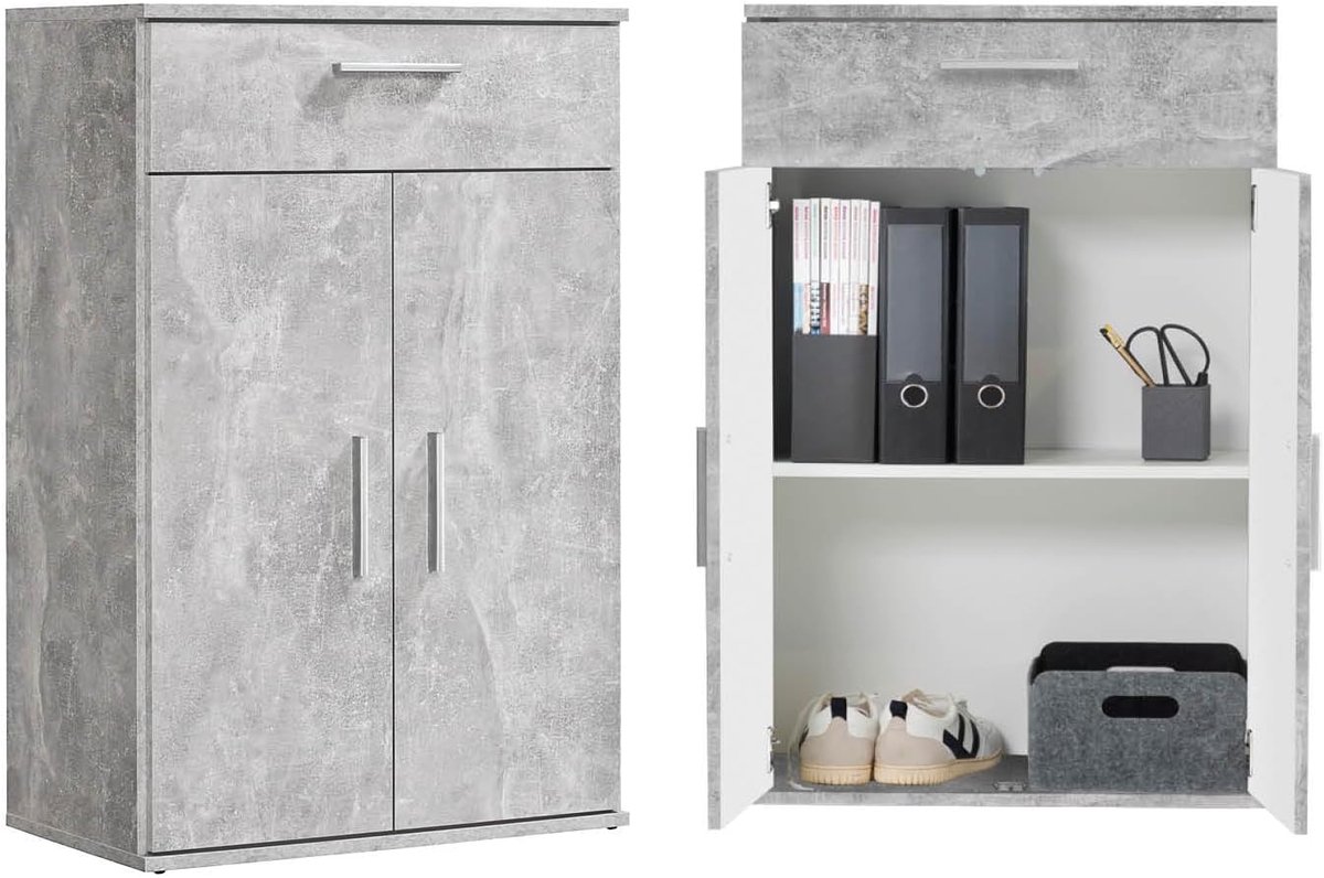 mokebo Opbergkasten Bureaukast 'Der Praktische' (60 x 180 cm) multifunctionele Archiefkast met een lade in antraciet zwart hout