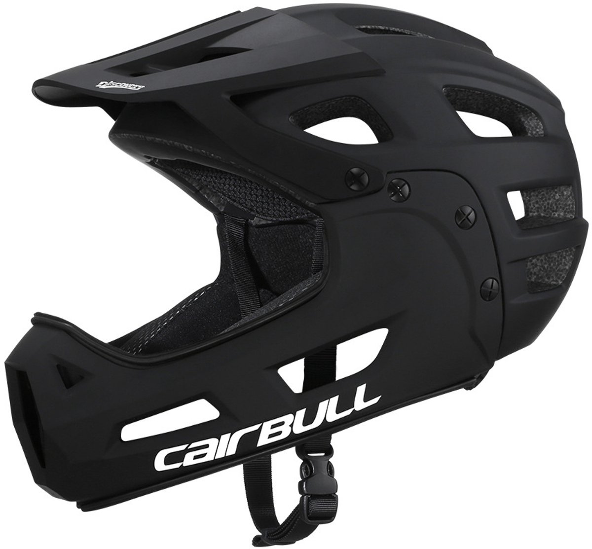 Fietshelm voor volwassenen Fullface fietshelm Volwassen fietshelm met afneembare kinbescherming en vizier voor mountainbiken-Zwart-M/L(54-61CM)