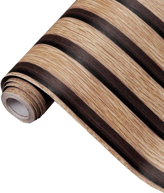 Zelfklevend Behang - Muurdecoratie - Strepen Behang - 60 cm * 3 meter - Waterbestendig en Hittebestendig - Hoge Precesie voor ultiem gebruiksgemak - voor Woonkamer, Slaapkamer, Badkamer, Hal, Keuken - Bruin