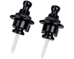2 x Zwarte Straplocks voor Gitaar - Strap Locks - Zwart - Gitaarriem slot - Gitaarband strap lock - Gitaarriem Blok - Strappin bevestiging - Strap Block Button - 2 stuks