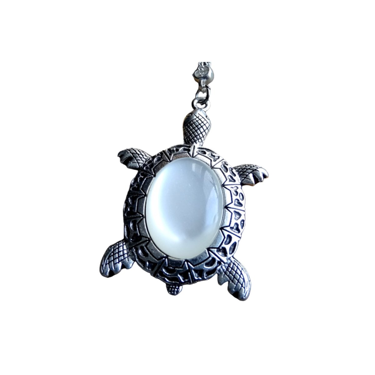 2 Love it Schildpad IJscrème - Ketting met hanger - Lengte 70 cm - Stainless steel - Metaal - Wit - Zilverkleurig