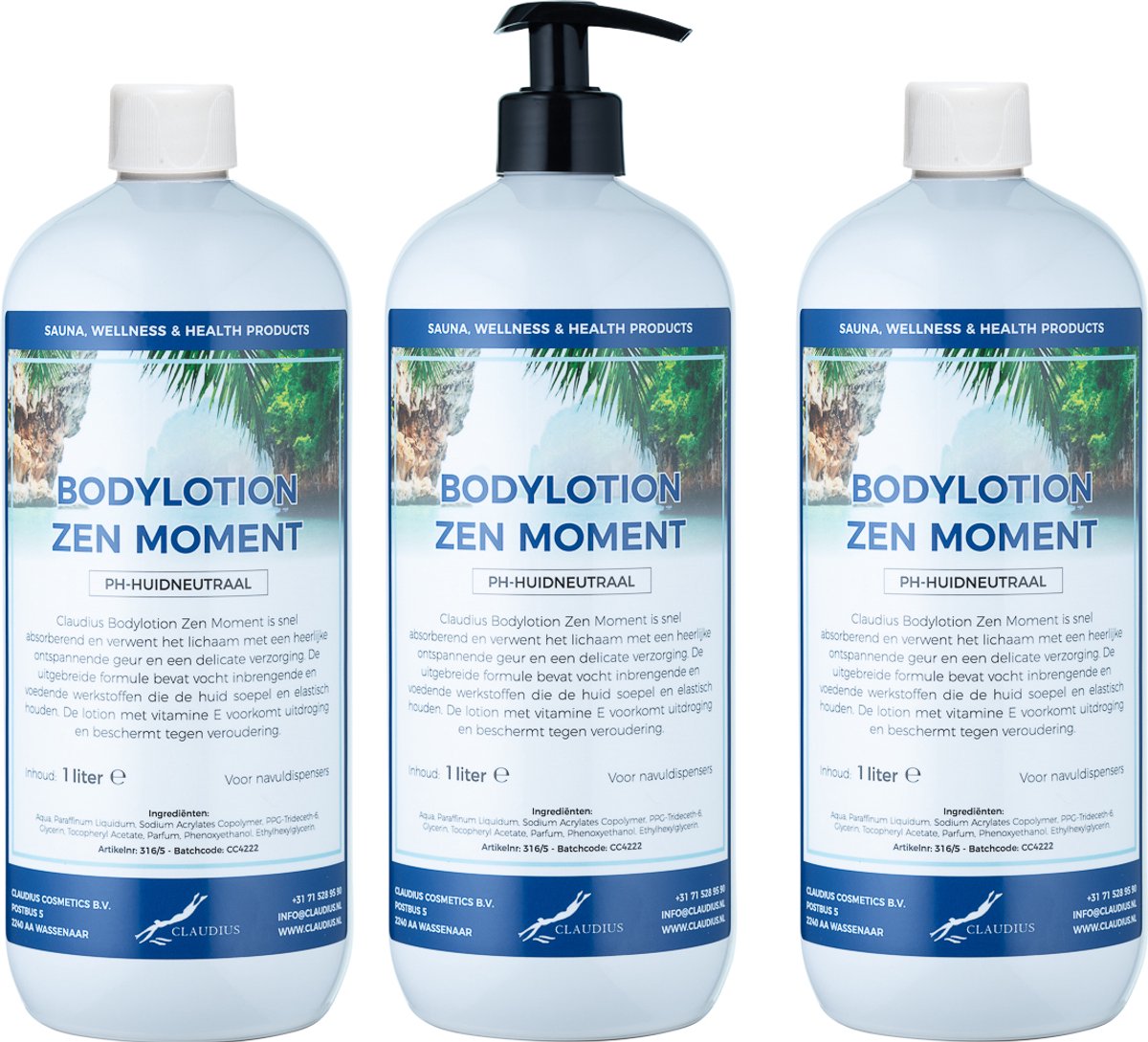 Bodylotion Zen Moment 1 Liter - met gratis pomp - set van 3 stuks