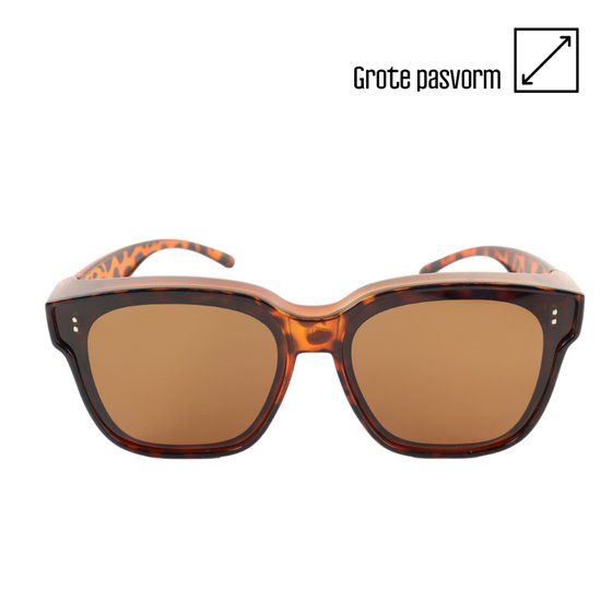 Montour Overzet Zonnebril - Dames - Heren - COCO - Bruin - Vierkant Model - Pasvorm Groot - Overzetzonnebrillen - Unisex