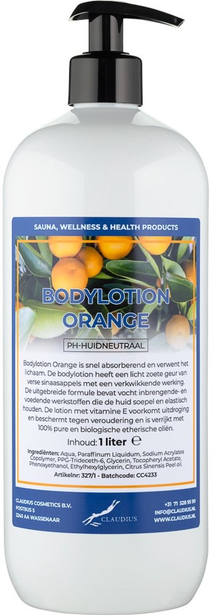 Bodylotion Orange 1 Liter - met gratis pomp