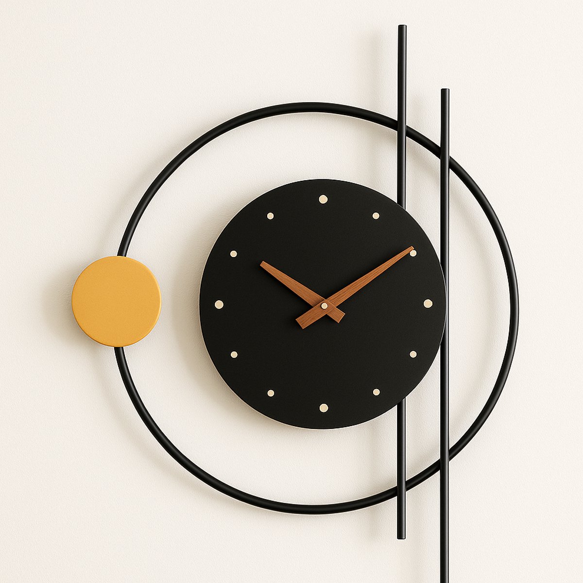 Luxaliving Wandklok – Moderne Gouden Klok -Muurklok zwart -Wandklok Metaal zonder cijfers - Rond 50cm