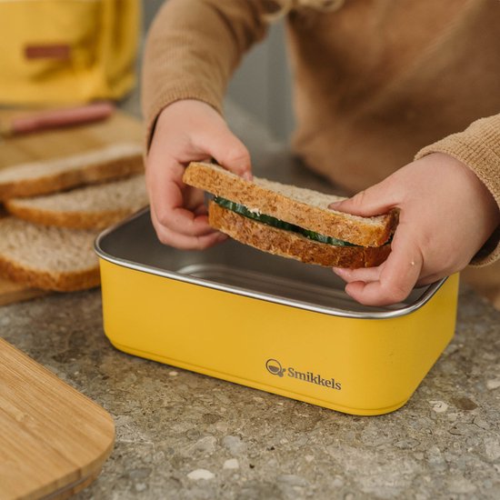 Smikkels - Boîte à pain Lunchbox en acier inoxydable - 900ml - Blanc doux