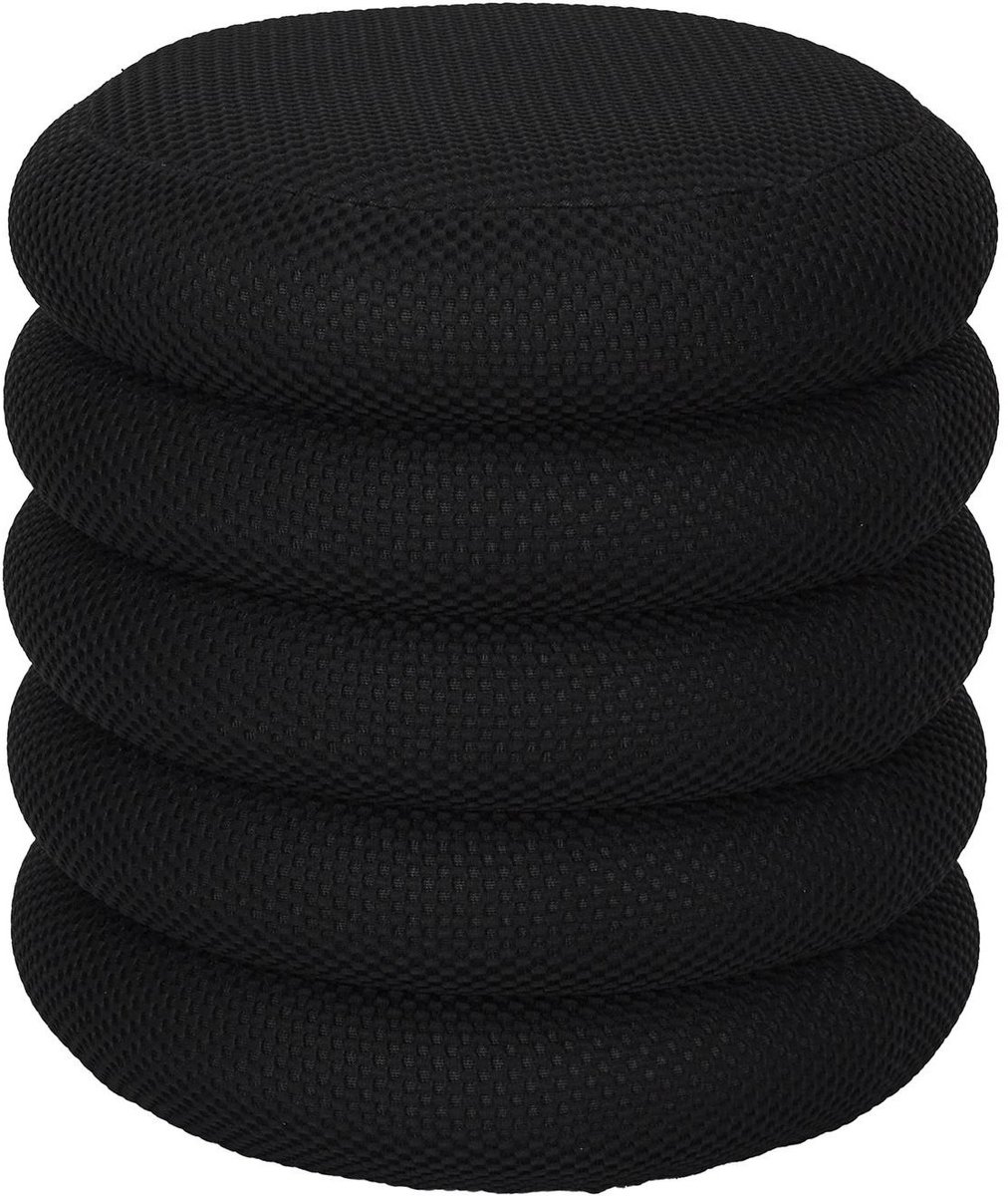 Home Deco Factory Poef/krukje Freya - stof - zwart - met opbergruimte - D37 x H44 cm - bijzet stoeltjes