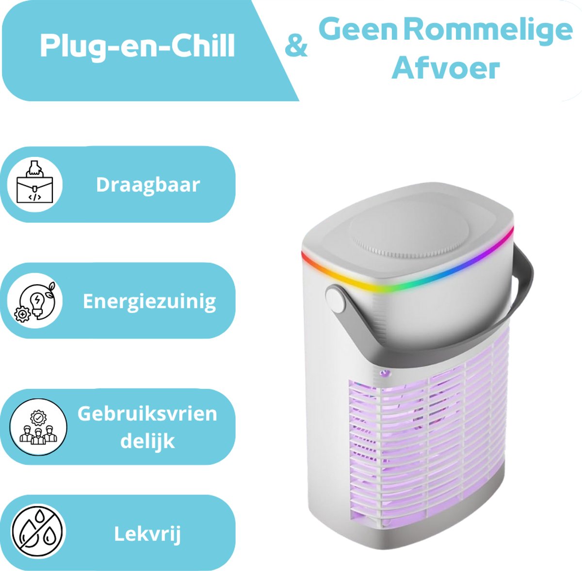 LifeStages - Mobiele Airco Zonder Afvoerslang - Mobiele Airconditioning - Mini-Airconditioning voor Kamers - 4-in-1 Luchtkoeler met Waterkoeling - Airconditioner Zonder Afvoerslang - Draagbare Airconditioner met 3 Modussen - 1000ml – foto 3