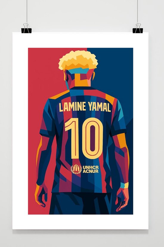 Affiche Lamine Yamal - Posters Voetbal - Attaquant - Sport - Pop Art - Effet Passe-Partout - Décoration murale Salon - Papier 180 grammes - B6414WV - Format 60 x 90 cm