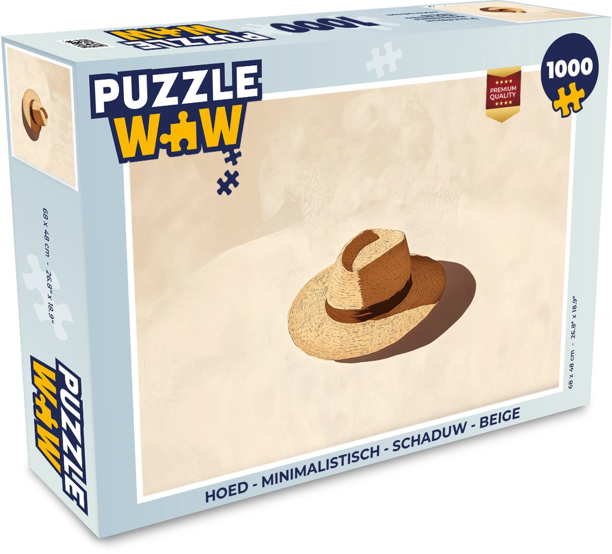 Puzzel Hoed - Minimalistisch - Schaduw - Beige - Legpuzzel - Puzzel 1000 stukjes volwassenen