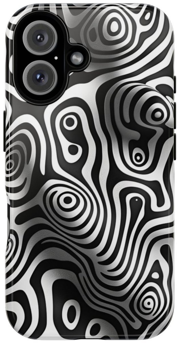 Zwart-Wit Abstract Lijnenspel – Telefoonhoesje Geschikt voor iPhone 16