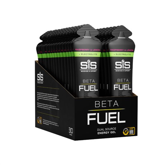 Science in Sport - SIS Beta Fuel + Electrolyte Gel - Raspberry & Lemon smaak - 1:0,8 Maltodextrine-Fructose verhouding - 40 gram koolhydraten + 200mg natrium per gel - 15 x 60ml — afbeelding 4