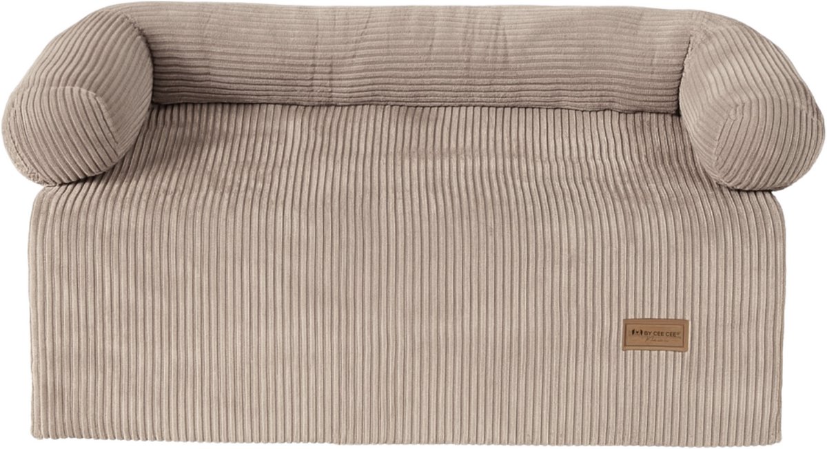 By Cee Cee Origineel Hondendeken Bank – Hondenkleed Bank - Hondenmand - Premium - Volledig Afritsbaar - Ribstof - Mokka Taupe - 120x90 - Maat L - Indy