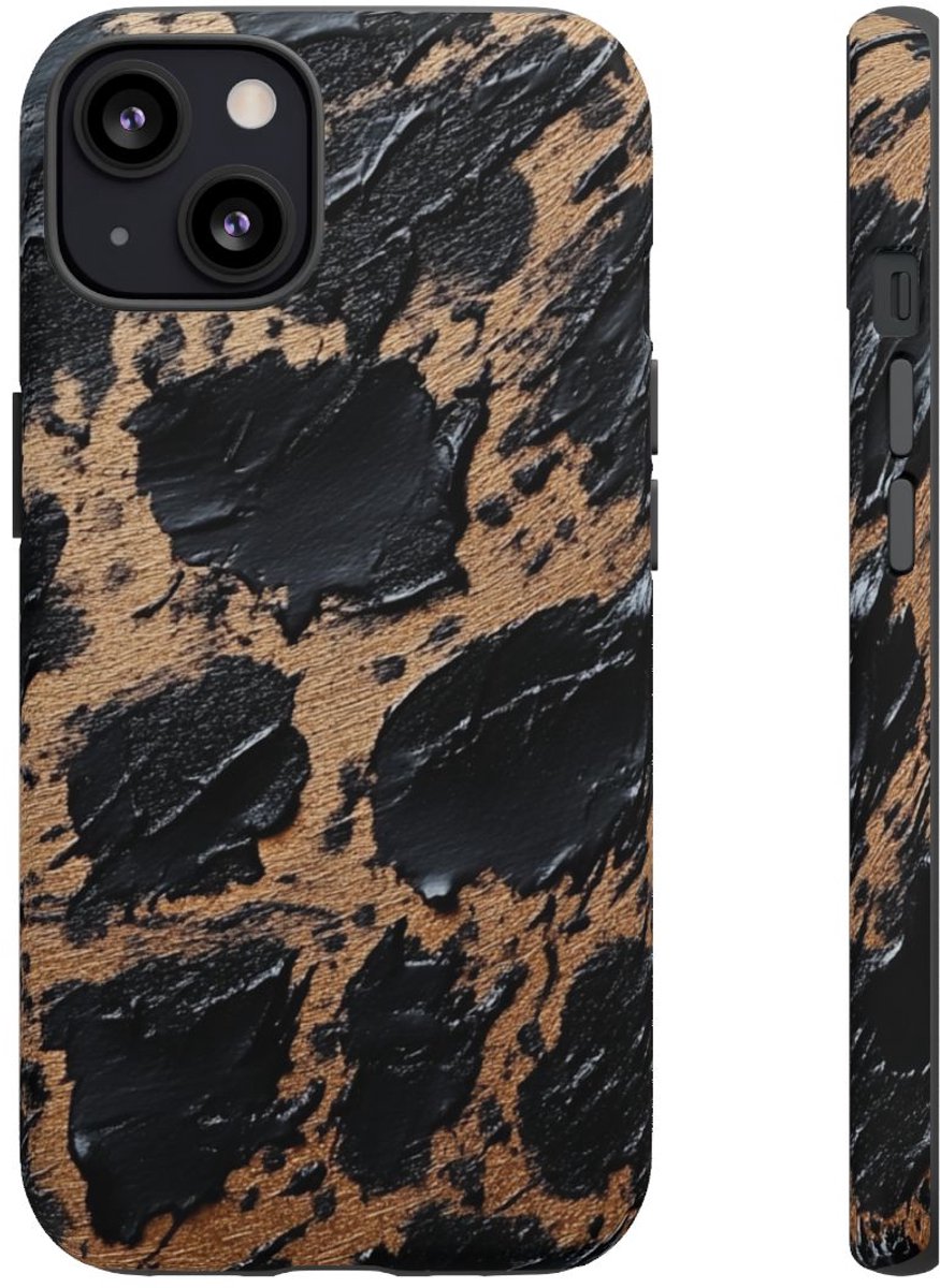 Zwart-Bruin Abstract Patroon met Textuur – Telefoonhoesje Geschikt voor iPhone 13