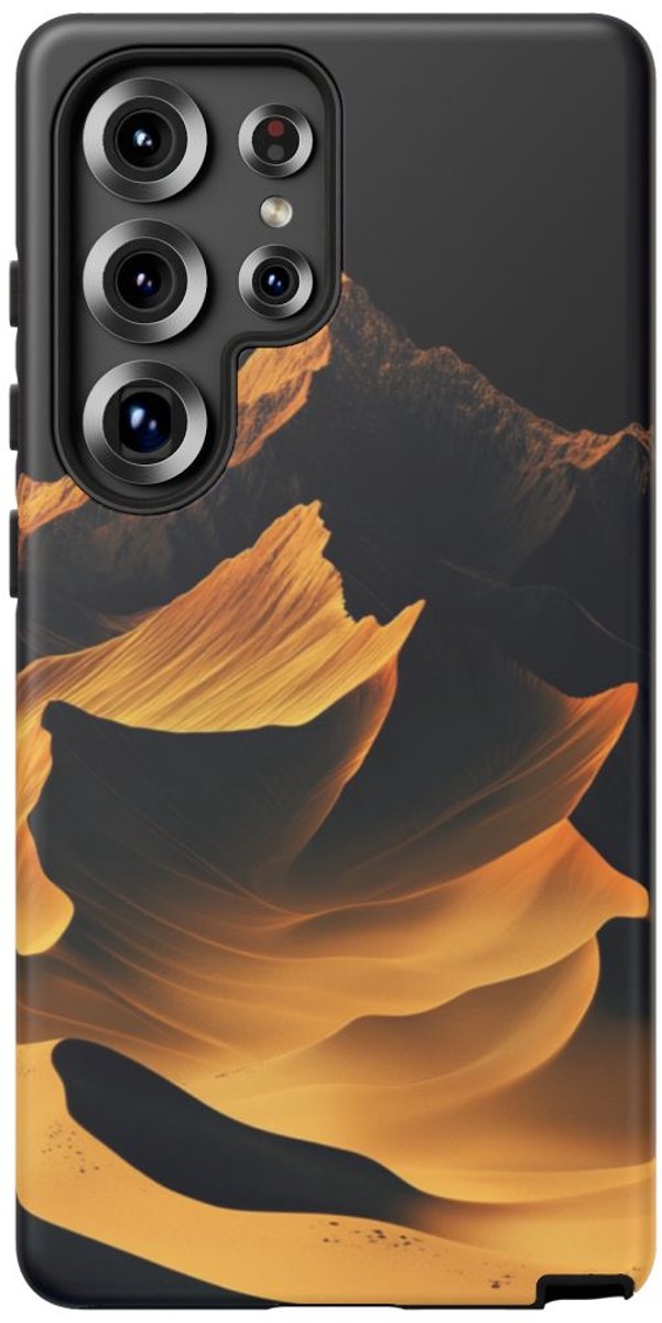 Gouden Berglandschap met Verloop – Telefoonhoesje Geschikt voor Galaxy S25 Ultra