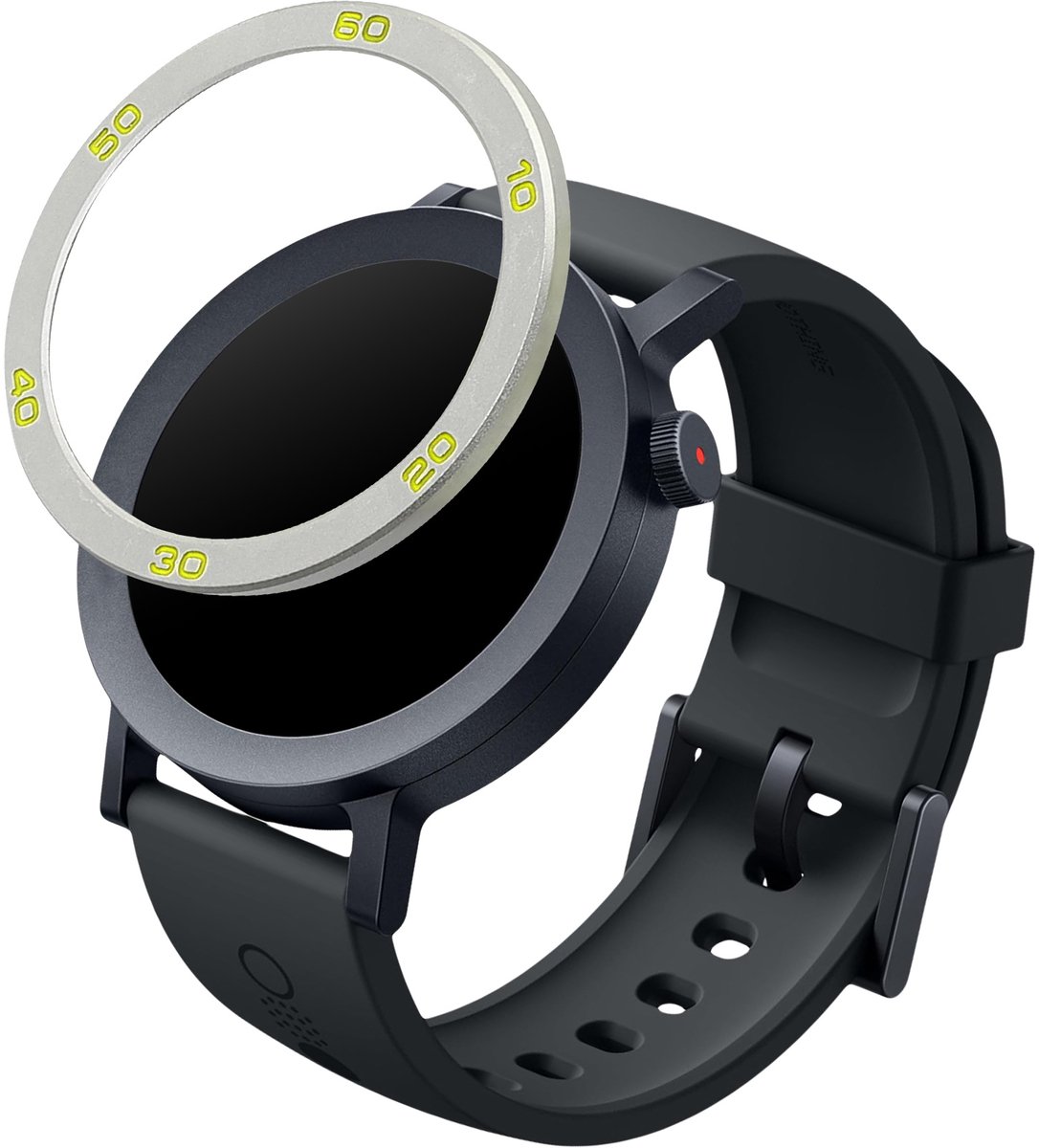 kwmobile Beschermende Ring geschikt voor CMF by Nothing Watch Pro 2 (D398) Fitness Tracker - Bezel Ring voor smartwatch - Beschermring voor smartwatch in zilver / groen.