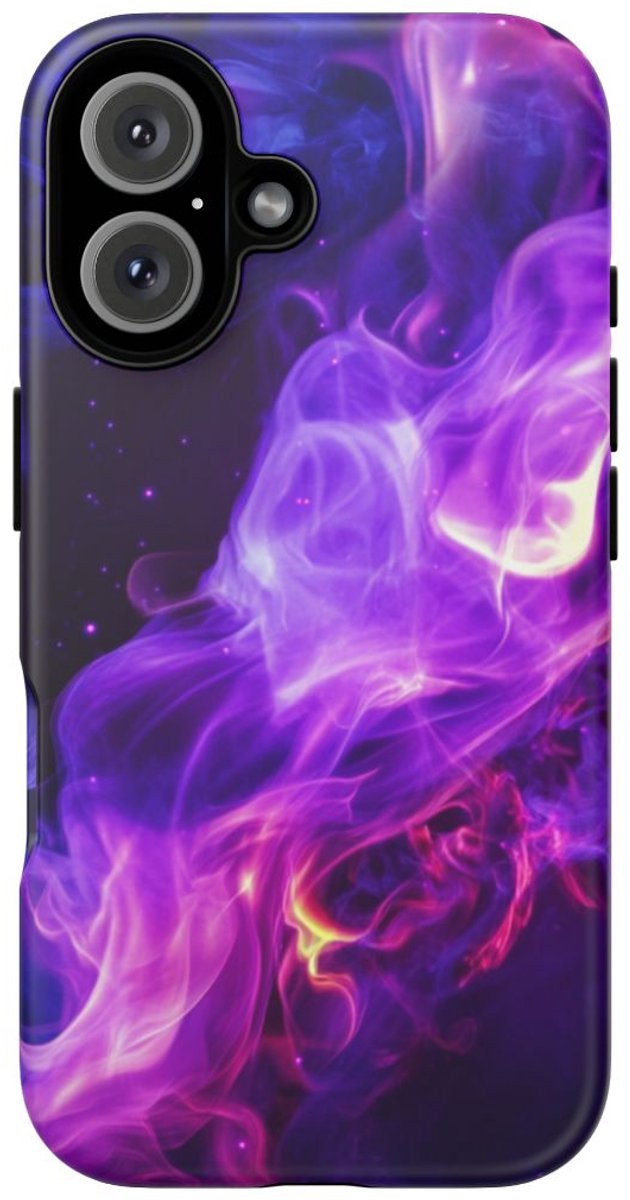 Paarse en Blauwe Abstracte Vlammen – Telefoonhoesje Geschikt voor iPhone 16