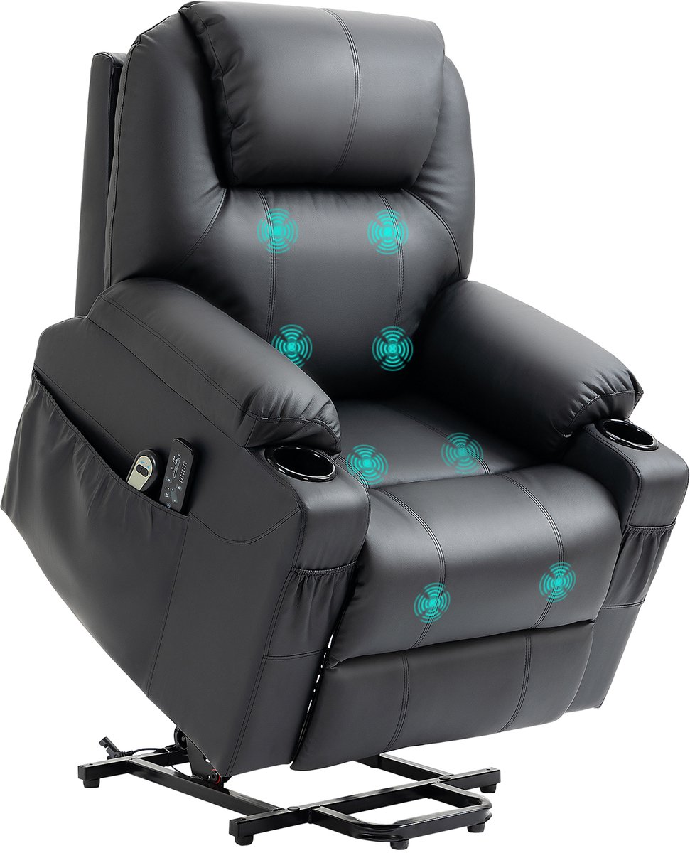 HOMCOM elektrische stastoel, massagestoel met stahulp,