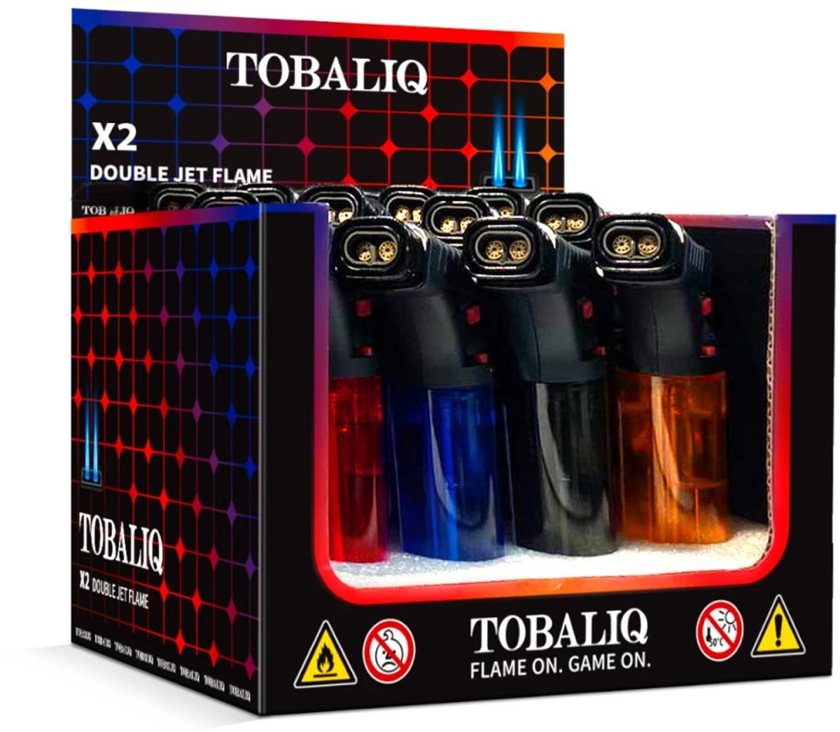 Crème Brûlée Brander - Double Jetflame X2 - Set van 12 stuks met krachtige turbo vlam tegen wind - Gasbrander - Aansteker - Navulbaar - Stormaansteker - Vuurwerk aansteker - BBQ - Gasaansteker