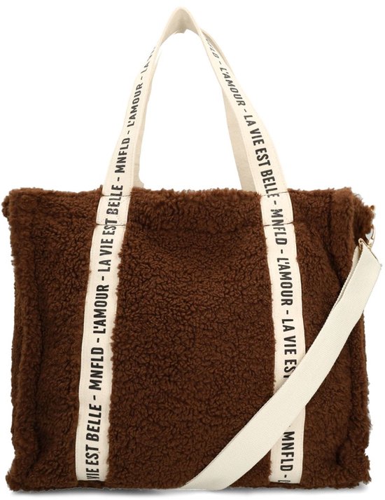 Manfield - Cabas en peluche marron foncé