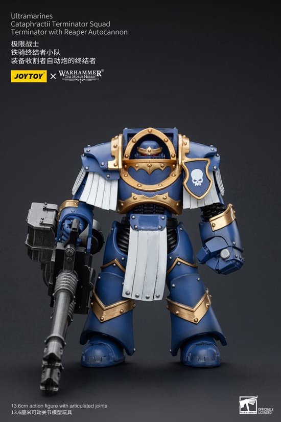 Joy Toy (CN) Warhammer The Horus Heresy Action Figure 1/18 Uitramarines Cataphractii Terminator Squad Terminator avec Reaper Autocannon 14 cm Action Figure