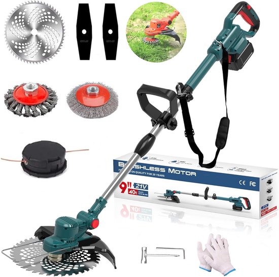 Accu Grasmaaier - 750W Elektrische Grastrimmer (Zonder Accu/Lader) - 4-in-1 Multifunctioneel - Borstelloze Motor - Verstelbaar - Geschikt voor 18V-21V Accu's (Makita Compatibel)