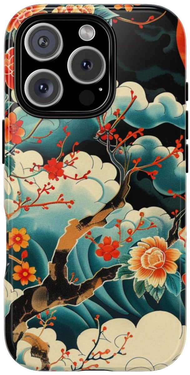 Bloemrijke Tak onder de Maan – Telefoonhoesje Geschikt voor iPhone 16 Pro