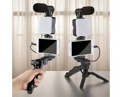 Vlogging Kit voor Smartphone – Vlog Set met Statief voor Telefoon, Richtmicrofoon, LED Invullicht & Handgreep | Startset Vloggen met Telefoon voor Beginners en Content Creators