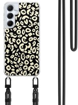 Étui avec cordon pour Samsung Galaxy A35 5G - Peau d'animal - Cordon Zwart inclus - Housse de protection bandoulière - Transparent, Zwart - Superbes Housses de téléphone