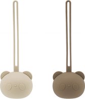 2 Stuks - Siliconen Speenhouder Beervorm - Taupe en Beige