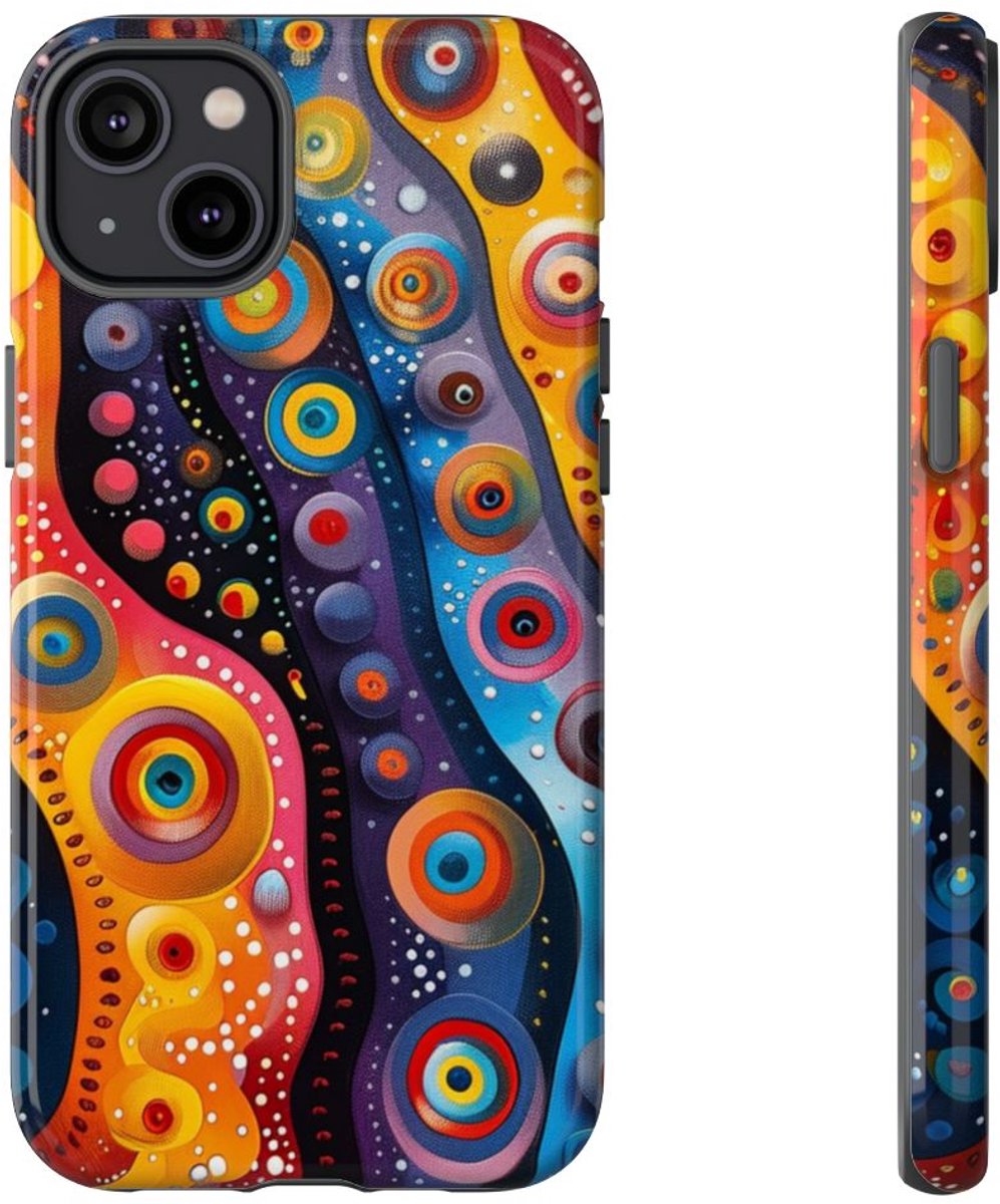 Kleurrijk Abstract Cirkelpatroon – Telefoonhoesje Geschikt voor iPhone 14 Plus