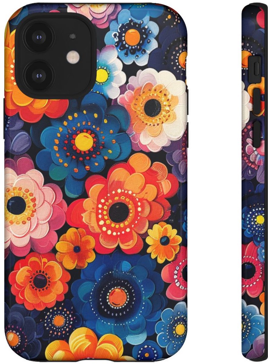 Levendig Abstract Bloemenpatroon – Telefoonhoesje Geschikt voor iPhone 12