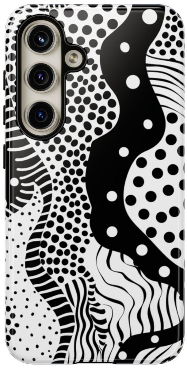 Zwart-Wit Abstract Stippenpatroon – Telefoonhoesje Geschikt voor Samsung Galaxy S24