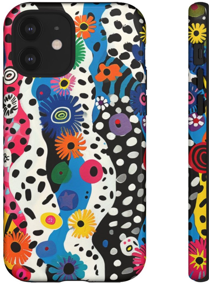 Kleurrijk Abstract Bloemen-Zebra Patroon – Telefoonhoesje Geschikt voor iPhone 12